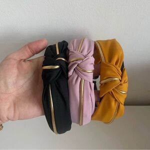Elegant Knotted Headband Set - Black, Pink, and Gold